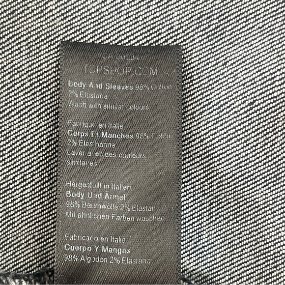 TOPSHOP SEAMED DENIM IN WASHED BLACK ROUND NECK PUFF SHOULDER | SIZE UK10  NWT - Picture 11 of 12